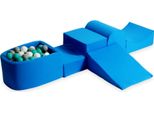 Parco Giochi In Schiuma Con Collina E Piscina, Micro Blu + 100 Palline: Turchese, Bianco, Grigio