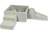 Parco Giochi In Schiuma Con Vasca Quadrata 90X90X40 Grigio Chiaro + 400 Palline: Oro Chiaro, Madreperla, Argento, Trasparente