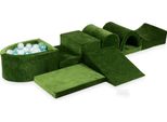 Il Più Grande Parco Giochi In Schiuma Con Piscina, Micro Velvet Soft Olive + 100 Palline: Trasparente, Madreperla, Turchese Metallizzato