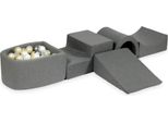 Parco Giochi In Schiuma Con Ponte E Piscina Micro Grigio + 100 Palline: Oro Chiaro, Madreperla, Argento, Trasparente