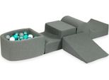 Parco Giochi In Schiuma Con Collina E Piscina Micro Grigio + 100 Palline: Turchese Metallizzato, Turchese, Grigio, Bianco