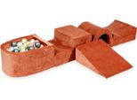 Parco Giochi In Schiuma Con Ponte E Piscina Micro Velvet Soft Canyon Clay + 100 Palline: Oro Chiaro, Oro Rosa, Argento, Madreperla
