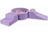 Parco Giochi In Schiuma Con Vasca Rotonda 90X30 Velvet Soft Purple + 200 Palline: Trasparente, Bianco, Rosa Chiaro, Rosa Cipria