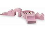 Parco Giochi In Schiuma Con Vasca Rotonda 90X30 Velvet Soft Pink + 5 Elementi + 200 Palline: Madreperla, Rosa Chiaro, Oro Antico