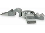 Parco Giochi In Schiuma Con Piscina Rotonda 90X30 Grigio Velluto + 5 Elementi + 200 Palline: Perla, Argento