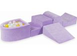Parco Giochi In Schiuma Con Collina E Piscina Micro Velvet Soft Purple + 100 Palline: Madreperla, Rosa Chiaro, Giallo, Menta Chiaro