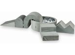 Parco Giochi In Schiuma Con Vasca Rotonda 90X30 Grigio Velluto + 5 Elementi + 200 Palline: Trasparente, Madreperla, Grafite Metallizzata