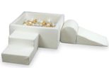 Parco Giochi In Schiuma Con Piscina 90X90X40 Boucle White 400 Palline: Bianco, Madreperla, Beige