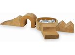 Parco Giochi In Schiuma Con Vasca Rotonda 90X30 Velvet Soft Caramel + 5 Elementi + 200 Palline: Trasparente, Bianco, Madreperla, Grigio, Oro Chiaro