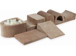 Il Più Grande Parco Giochi In Schiuma Con Micropiscina Velvet Soft Dark Beige + 100 Palline: Trasparente, Bianca, Madreperla, Oro Chiaro, Opalescente