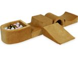 Parco Giochi In Schiuma Con Ponte E Piscina Micro Velvet Soft Caramel + 100 Palline: Oro Antico, Rosa Chiaro, Madreperla