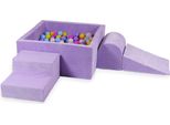 Parco Giochi In Schiuma Con Piscina Quadrata 90X90X40 Velvet Soft Purple + 400 Palline: Rosa, Erica, Giallo, Azzurro, Opalescente