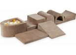 Il Più Grande Parco Giochi In Schiuma Con Piscina Micro Velvet Soft Dark Beige + 100 Palline: Trasparente, Bianco, Beige, Oro
