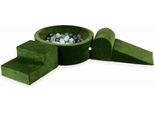 Parco Giochi In Schiuma Con Vasca Rotonda 90X30 Velvet Soft Olive + 200 Palline: Trasparente, Menta, Grafite Metallizzato, Opalescente