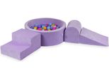 Parco Giochi In Schiuma Con Vasca Rotonda 90X30 Velvet Soft Purple + 200 Palline: Rosa, Screziate, Gialle, Azzurre, Opalescenti
