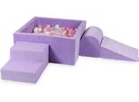 Parco Giochi In Schiuma Con Piscina Quadrata 90X90X40 Velvet Soft Purple + 400 Palline: Trasparente, Bianco, Rosa Chiaro, Rosa Cipria