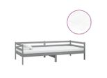 Vidaxl Letto Da Giorno Con Materasso 90X200 Cm Grigio In Legno Di Pino Massiccio
