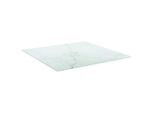 Piano Del Tavolo Bianco 50X50 Cm Vetro Temperato 6 Mm Effetto Marmo