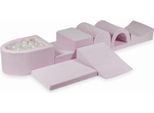 Il Più Grande Parco Giochi In Schiuma Con Piscina Micro Velvet Soft Rosa Chiaro + 100 Palline: Trasparenti, Perlescenti, Opalescenti