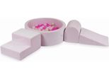 Parco Giochi In Schiuma Con Vasca Rotonda 90X30 Velvet Soft Light Pink + 200 Palline: Trasparente, Opalescente, Rosa Chiaro, Rosa