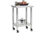 Vidaxl Piano Di Lavoro Per Cucina Con Rotelle 60X30X85 Cm In Acciaio Inox