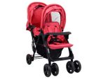 Vidaxl Passeggino Gemellare Tandem Acciaio Rosso