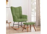 Vidaxl Sedia A Dondolo Con Sgabello In Velluto Verde Chiaro