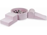 Parco Giochi In Schiuma Con Piscina Rotonda 90X30 Velvet Soft Light Pink + 200 Palline: Perla, Rosa Chiaro, Grafite Metallizzata