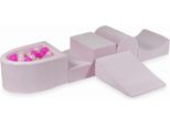Parco Giochi In Schiuma Con Collina E Piscina Micro Velvet Soft Light Pink + 100 Palline: Trasparente, Opalescente, Rosa Chiaro, Rosa