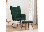 Sedia A Dondolo Con Sgabello In Velluto Verde Scuro