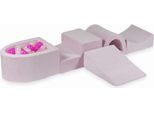 Parco Giochi In Schiuma Con Ponte E Piscina Micro Velvet Soft Light Pink + 100 Palline: Trasparente, Opalescente, Rosa Chiaro, Rosa