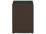 Syfax™ Tavolino Servizio Piano In Vetro Marrone 35X35X52 Cm Polyrattan