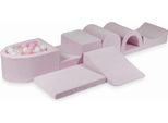 Il Più Grande Parco Giochi In Schiuma Con Pool Micro Velvet Soft Light Pink + 100 Palline: Bianco, Rosa Chiaro, Opalescente