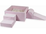 Parco Giochi In Schiuma Con Vasca Quadrata 90X90X40 Velvet Soft Light Pink + 400 Palline: Trasparenti, Color Madreperla, Opalescenti