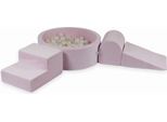 Parco Giochi In Schiuma Con Vasca Rotonda 90X30 Velvet Soft Light Pink + 200 Palline: Trasparenti, Madreperlate, Opalescenti