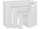 Vidaxl Set Tavoli 3 Pezzi Materiale Legno Bianco Lucido