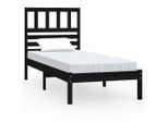 Vidaxl Letto In Legno Massiccio Nero 75X190 Cm Pino