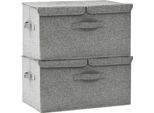 Vidaxl Scatole Portaoggetti 2 Pezzi In Tessuto 50X30X25 Cm Grigio