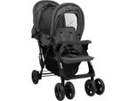 Vidaxl Passeggino Gemellare Tandem Grigio Scuro Acciaio