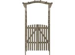 Vidaxl Pergola Con Cancello 116X40X204 Cm Grigio In Legno Di Abete Massiccio