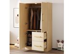 Armadio Fortuna Lai 70 X 40 X 135 Cm, Design A Doppia Anta Con Cassetti E Ripiani, Armadio Per Bambini, Armadio Singolo, Colore Legno