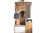 Fortuna Lai Elegante Set Da Ingresso Bianco E Color Legno Con Specchio, Scarpiera, Appendiabiti Da Parete, Panca E Ganci Appendiabiti (Non è Un Prodotto Monoblocco, Richiede Forature E Fori Nella Parete)