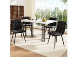 Set Da Pranzo Sweiko (5 Pezzi), Set Da Pranzo Allungabile Per 4 Persone, Tavolo Da Pranzo 140×80 Con 4 Sedie Da Pranzo, Tavolo Da Pranzo Rettangolare Con Struttura In Metallo, Sedie Da Pranzo In Velluto Nero, Set Da Sala Da Pranzo