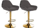 Set Di 2 Sgabelli Da Bar Moderni - Struttura In Oro - Altezza Seduta Regolabile, Girevole A 360°