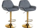 Set Di 2 Sgabelli Da Bar - Sgabello In Velluto - Elevato Comfort Di Seduta | Colore: Grigio Scuro