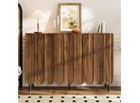 Credenza Moderna Sweiko In Legno Con Ante A Onda - 120X35X80 Cm - Senza Maniglie, Ripiani Regolabili - Spazio Di Archiviazione Per Soggiorno, Corridoio E Sala Da Pranzo