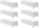 Succebuy 6 X Tovaglia 2286X3353 Mm, Protezione Da Tavolo Riutilizzabile, Tovaglia In Poliestere Lavabile In Lavatrice Per Feste, Matrimoni, Banchetti E Altri Eventi, Bianco