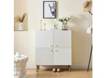 Credenza Moderna Sweiko In Mdf Con Maniglie In Lega Di Zinco E Gambe In Acciaio - Elegante Mobile Contenitore Per Soggiorno, Camera Da Letto E Corridoio