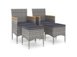 Vidaxl Set Di 4 Sedie E Sgabelli Da Giardino In Poly Rattan Grigio