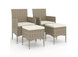Vidaxl Set Di 4 Sedie E Sgabelli Da Giardino In Poly Rattan Grigio